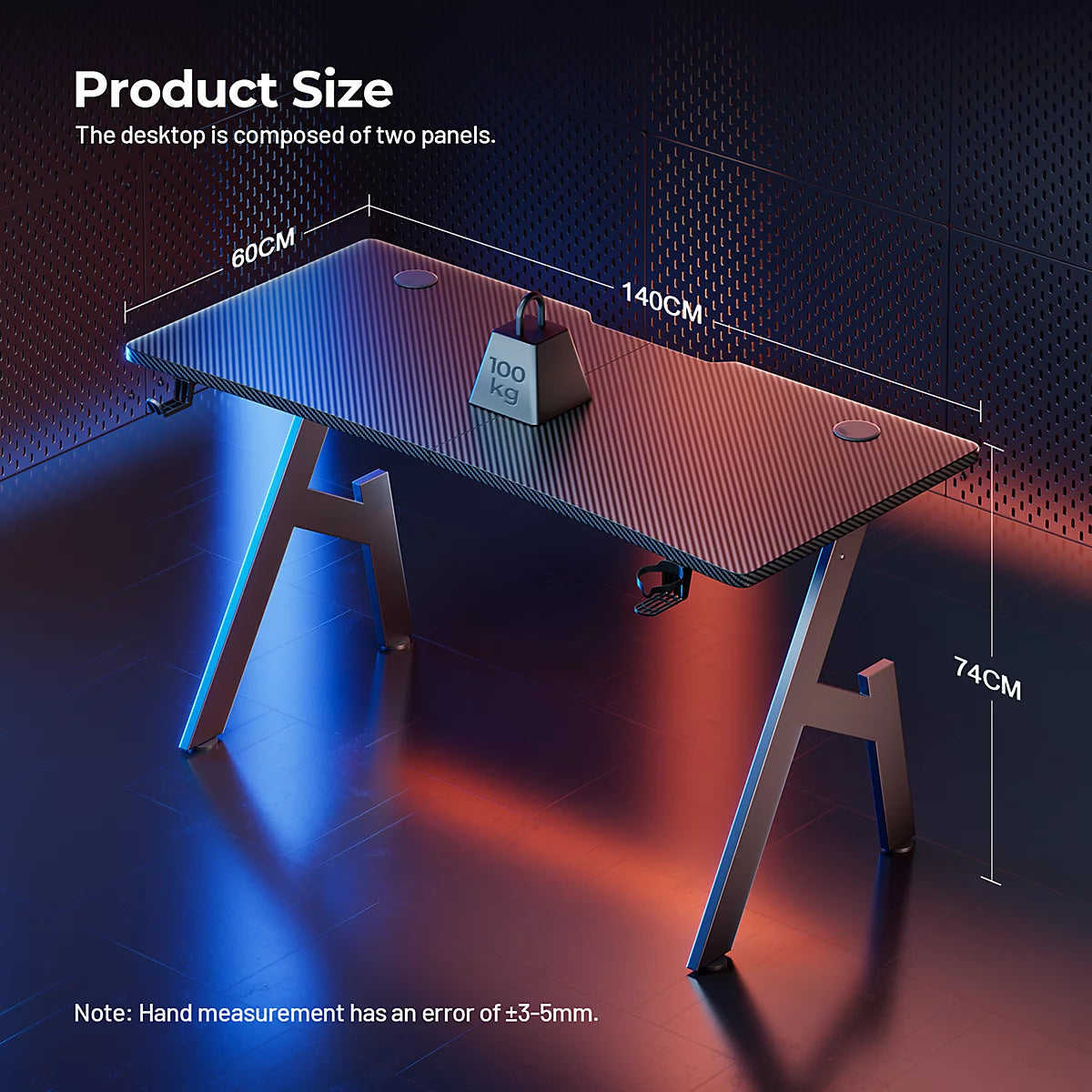 Precision Synergie 140x60cm A-shaped Steel Frame Gaming Desk