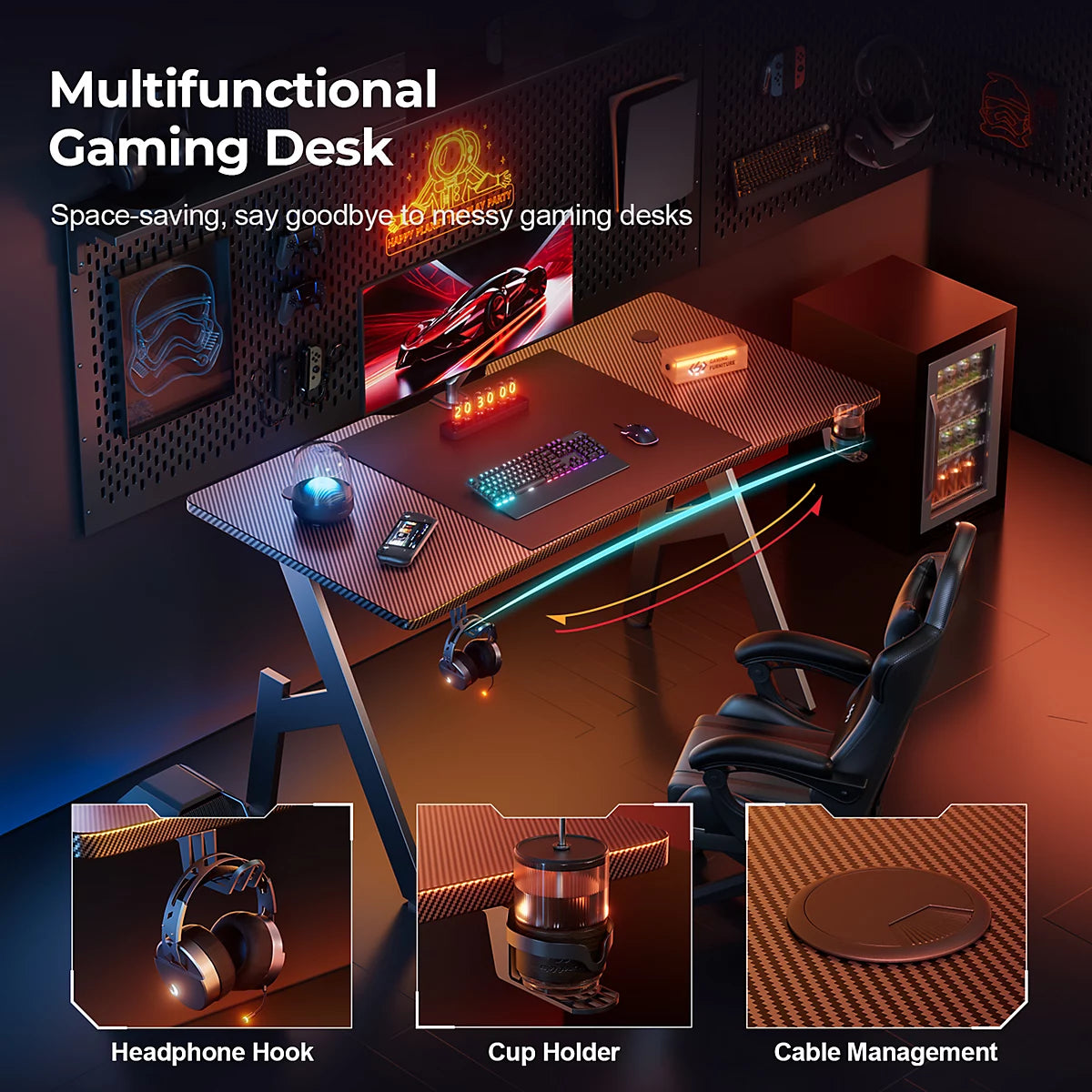 Precision Synergie 140x60cm A-shaped Steel Frame Gaming Desk