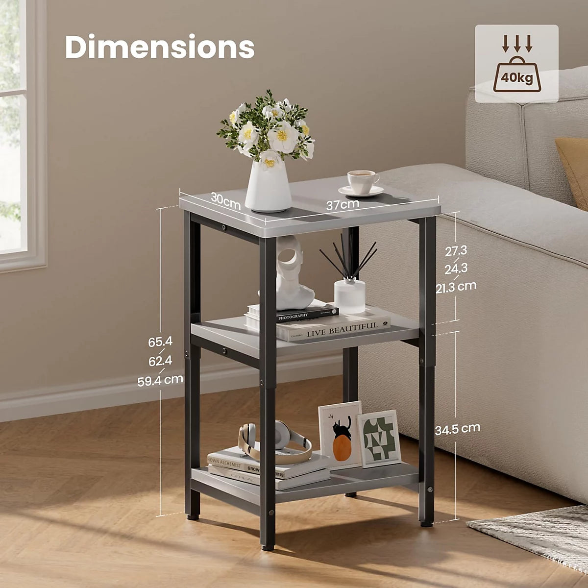 Precision Synergie Industrial Adjustable Bedside Table