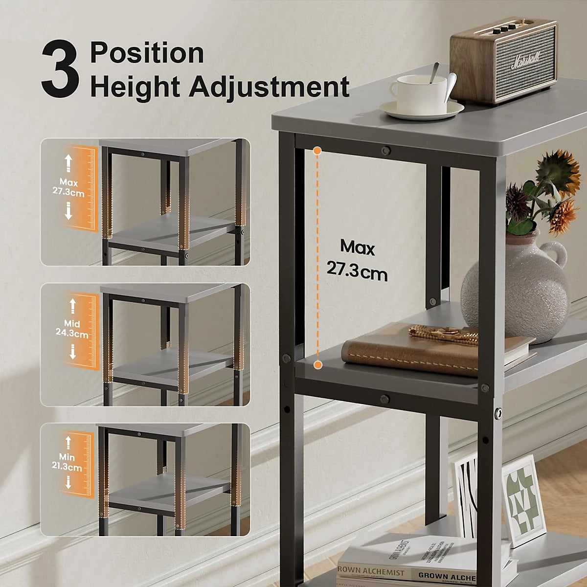 Precision Synergie Industrial Adjustable Bedside Table